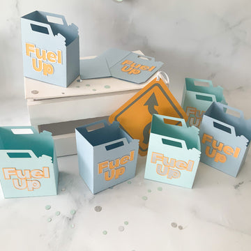 Pinfliers Car Theme Birthday Party Paper French fries /  Popcorn Boxes, A pack of 10 Popcorn Tubs